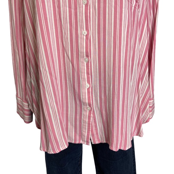 torrid Pink & White Striped Tie-Front Button Down Shirt - Picture 7 of 15